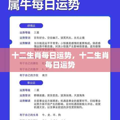 十二生肖每日运势详解及预测