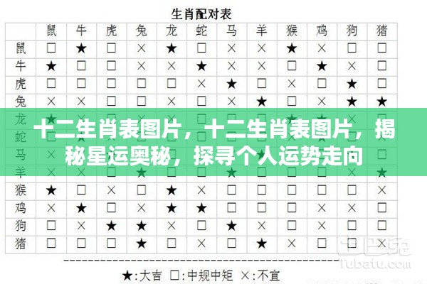 揭秘星运奥秘,十二生肖表图片与个人运势探寻