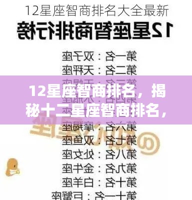 揭秘十二星座智商排名,天赋与智慧并存的星座密码榜单揭晓!