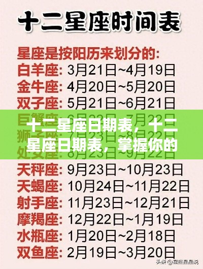 掌握十二星座日期表,洞悉运势奥秘的星座时刻指南