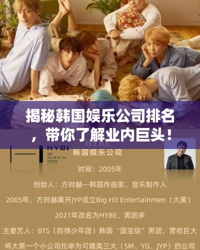 揭秘韩国娱乐公司排名,带你了解业内巨头!