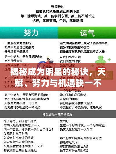 揭秘成为明星的秘诀,天赋、努力与机遇缺一不可!